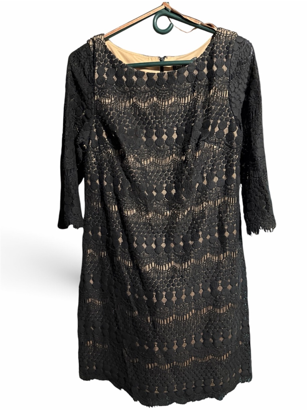 Jessica Howard Black Lace Midi Dress with Nude Lining